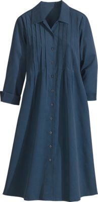 Pintuck Corduroy Dress | Button Front Womens Dress