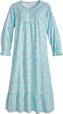 Floral Flannel Gown | Cotton Nightgown with Pockets
